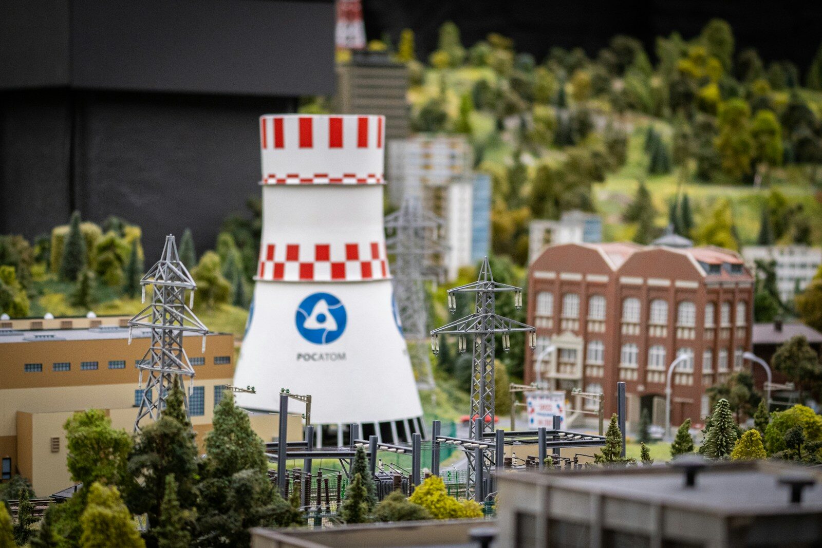 a model of a power plant in a city